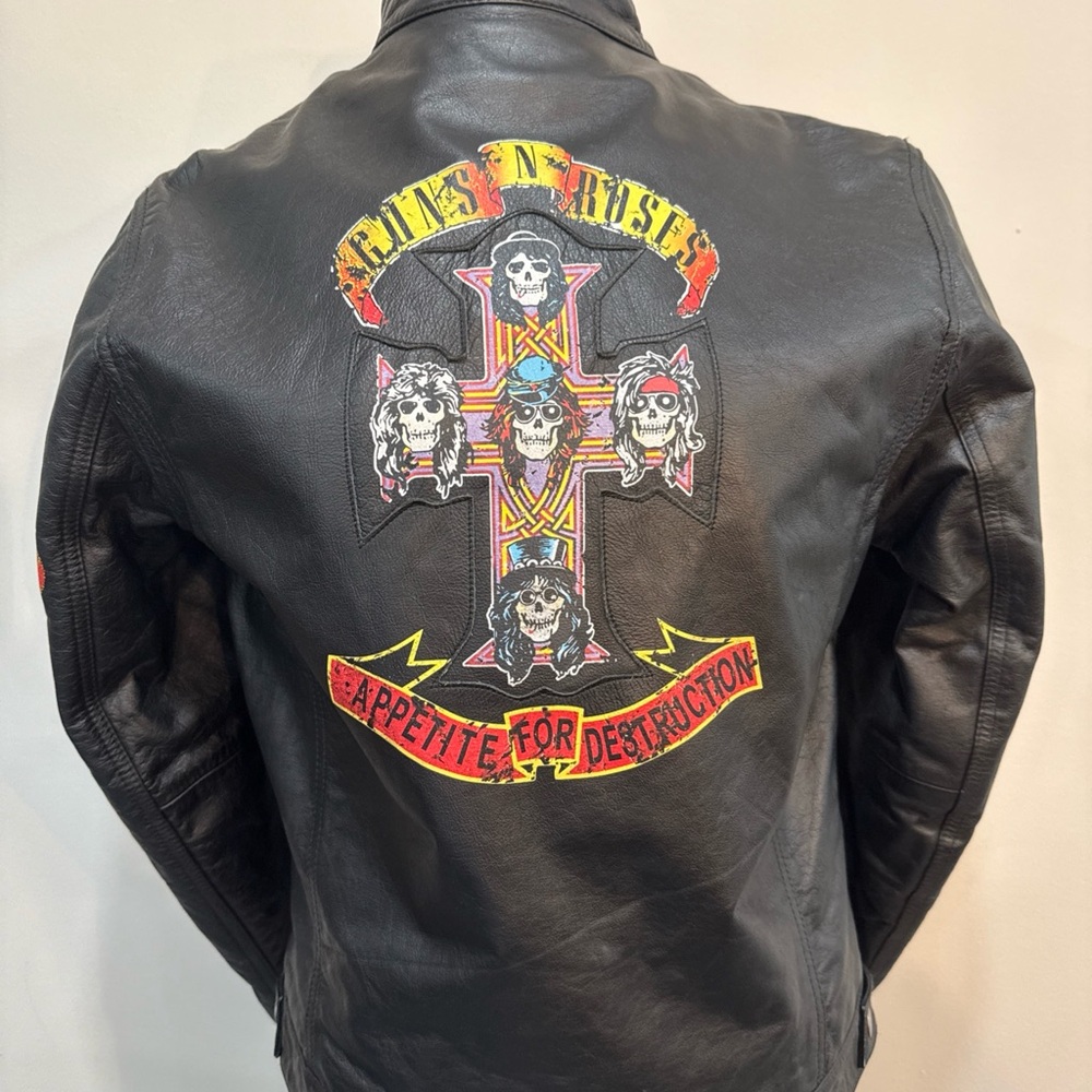 Wilsons Leather Black Bomber Jacket with Iconic Graphic
